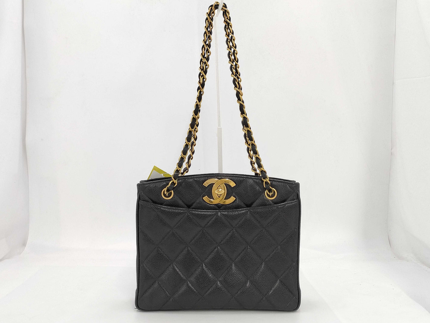CHANEL Caviar Skin Deca Coco/Chain Tote/Shoulder Bag