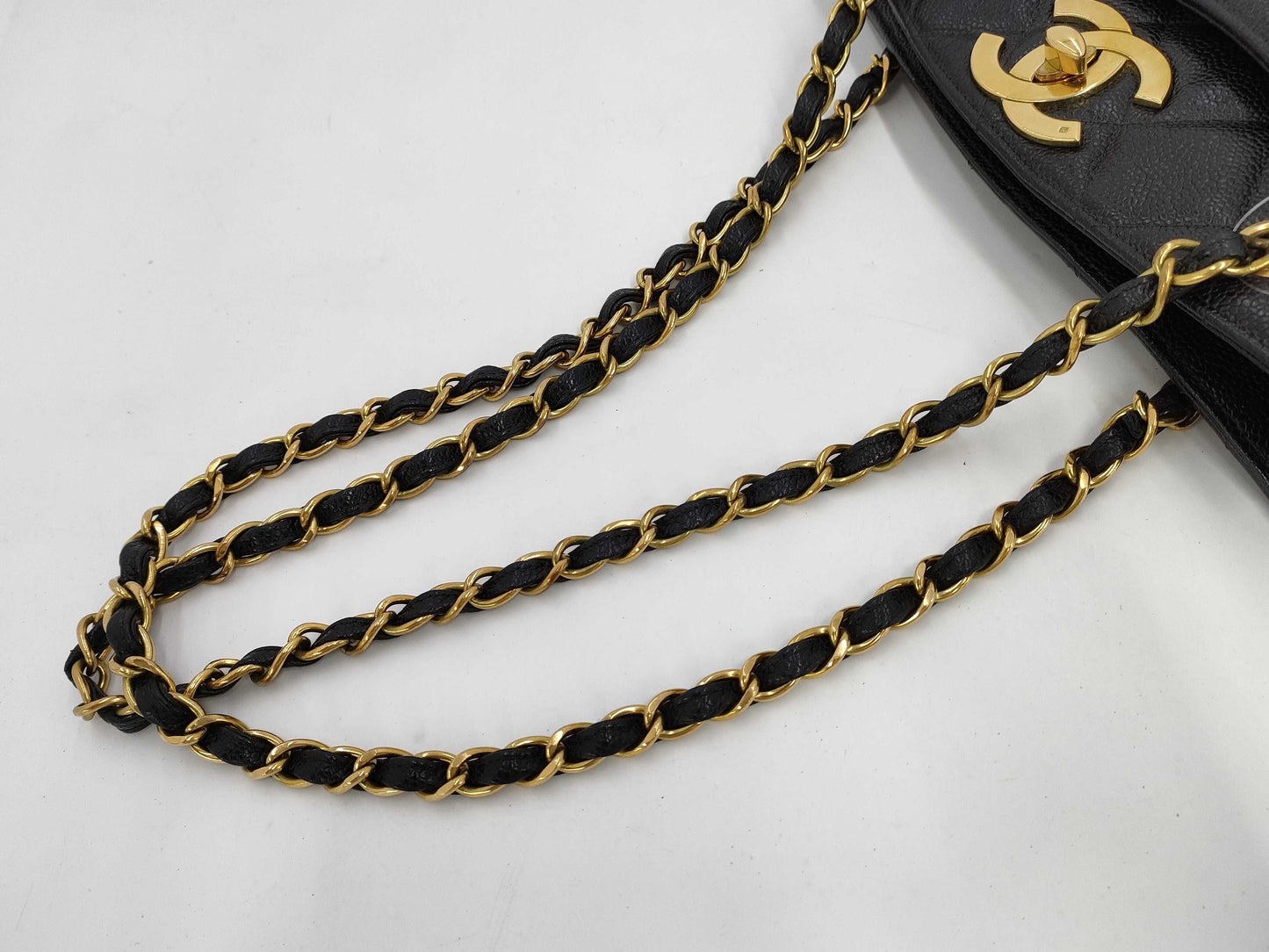 CHANEL Caviar Skin Deca Coco/Chain Tote/Shoulder Bag
