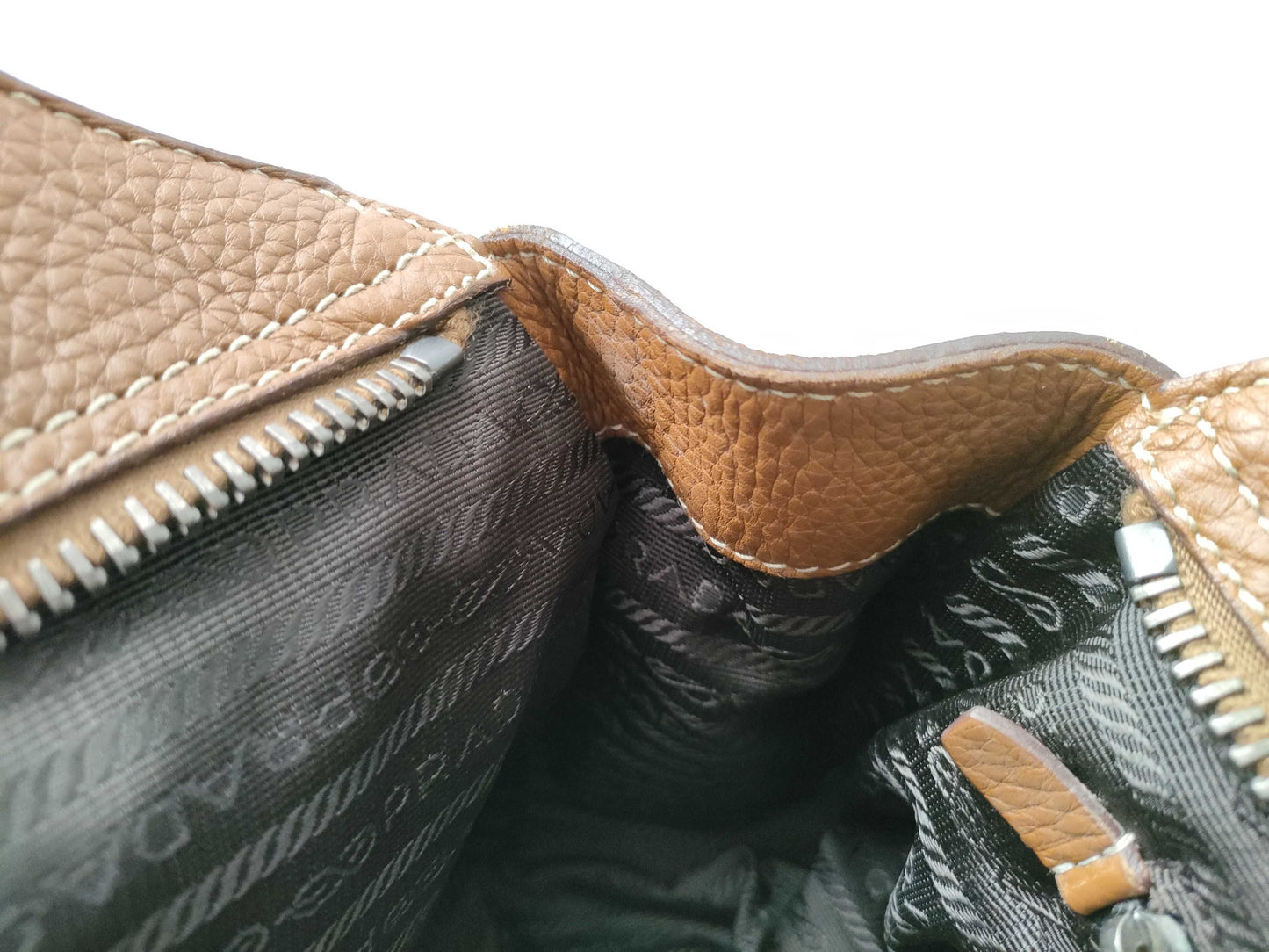 PRADA All Leather Handbag Brown Handbag