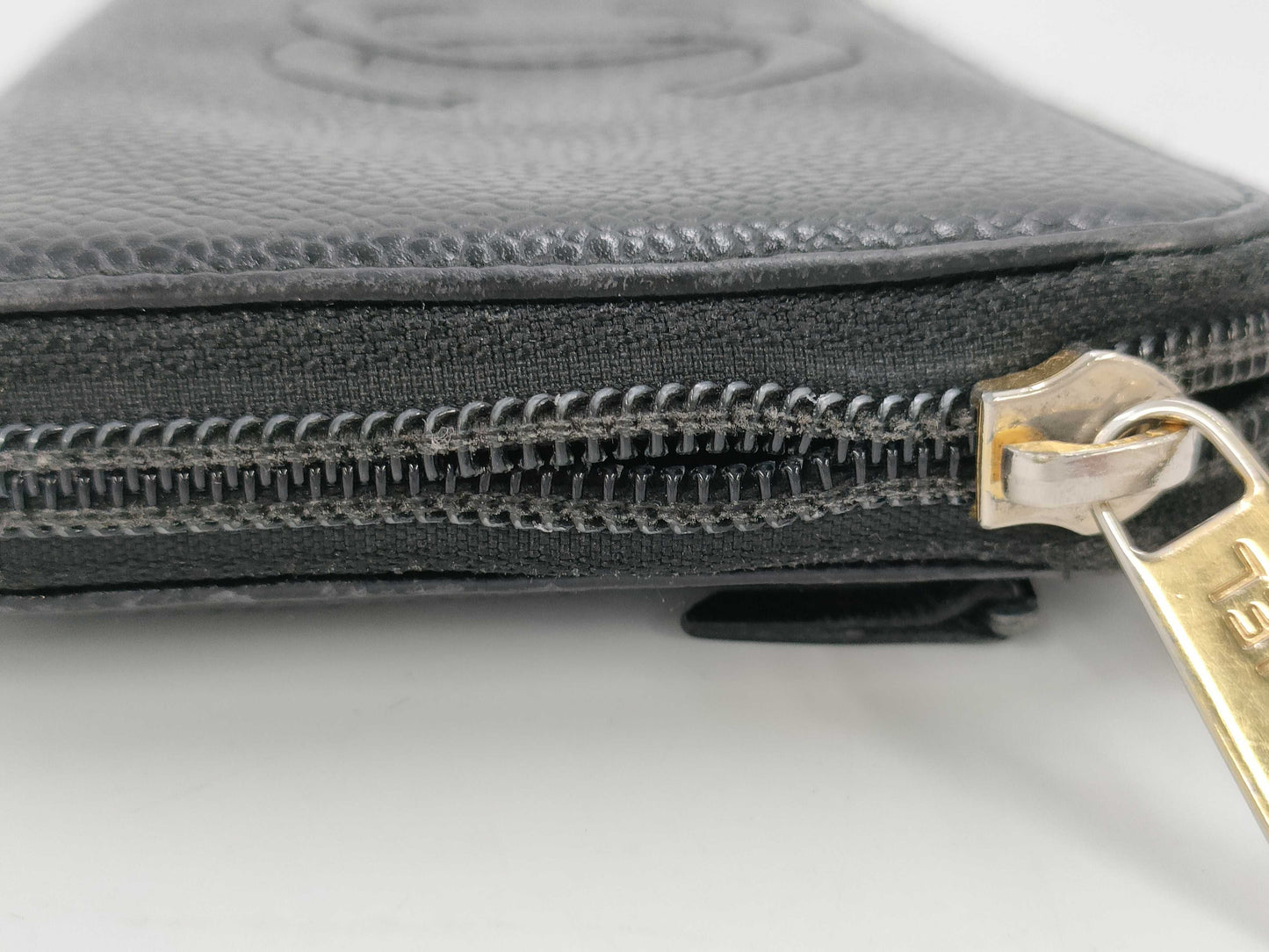 CHANEL Caviar Leather Folding Wallet and Long Wallet Set