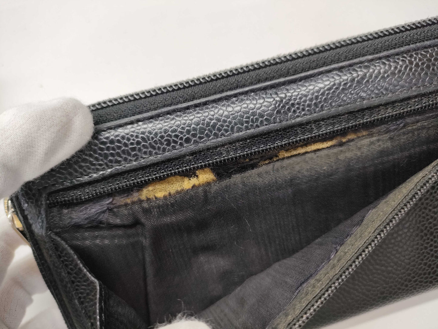CHANEL Caviar Leather Folding Wallet and Long Wallet Set