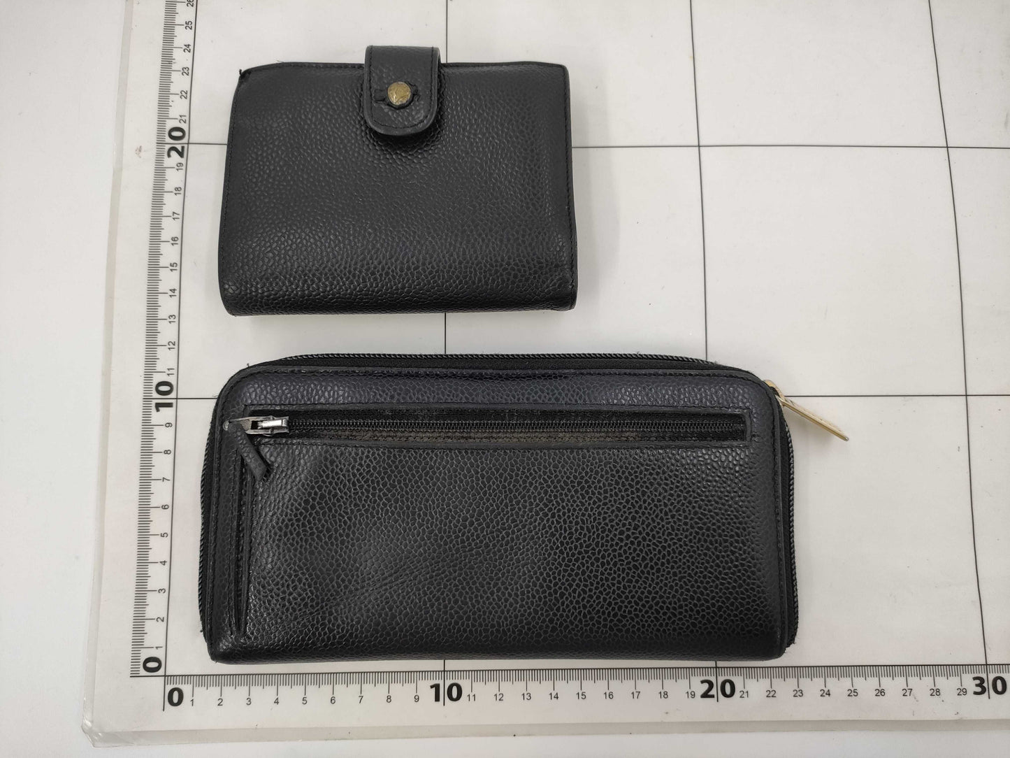 CHANEL Caviar Leather Folding Wallet and Long Wallet Set