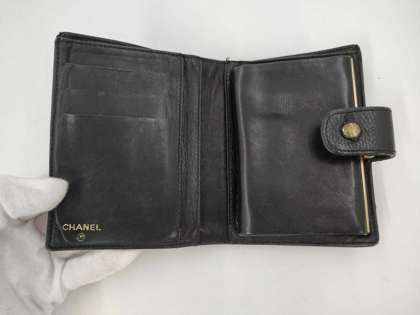 CHANEL Caviar Leather Folding Wallet and Long Wallet Set