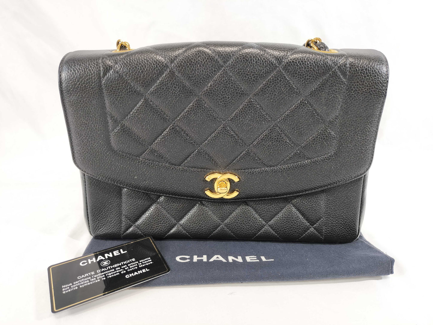 CHANEL Caviar Skin Diana Chain Shoulder Bag