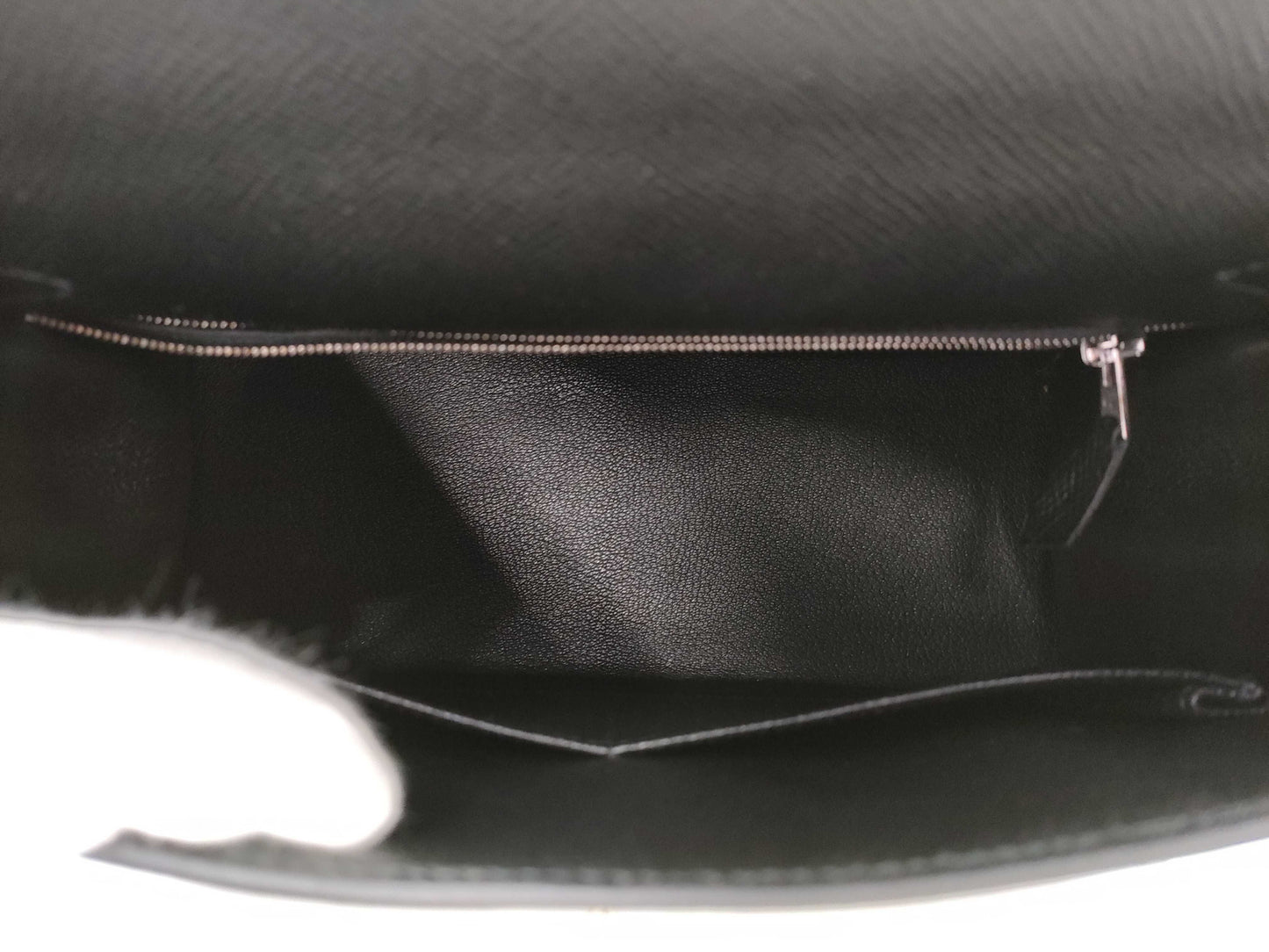 HERMES Kelly 28 Epsom Black Silver Hardware Y Stamp Handbag