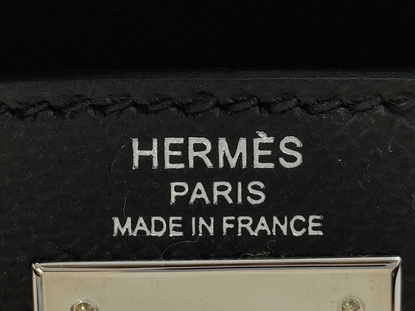 HERMES Kelly 28 Epsom Black Silver Hardware Y Stamp Handbag