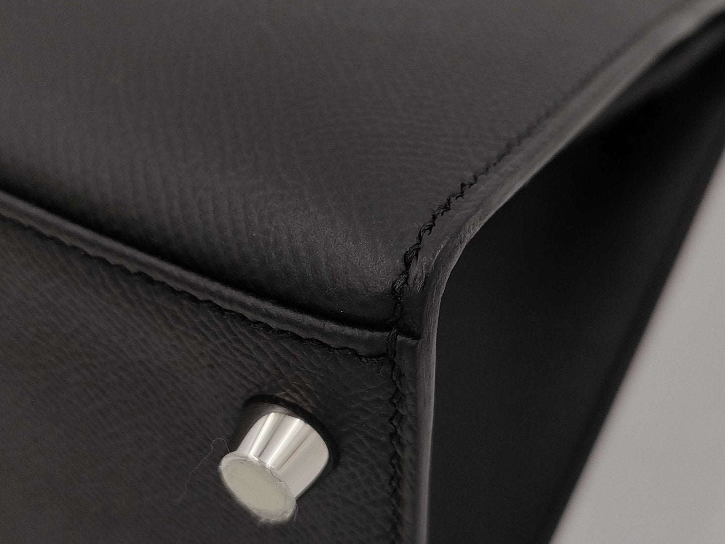 HERMES Kelly 28 Epsom Black Silver Hardware Y Stamp Handbag