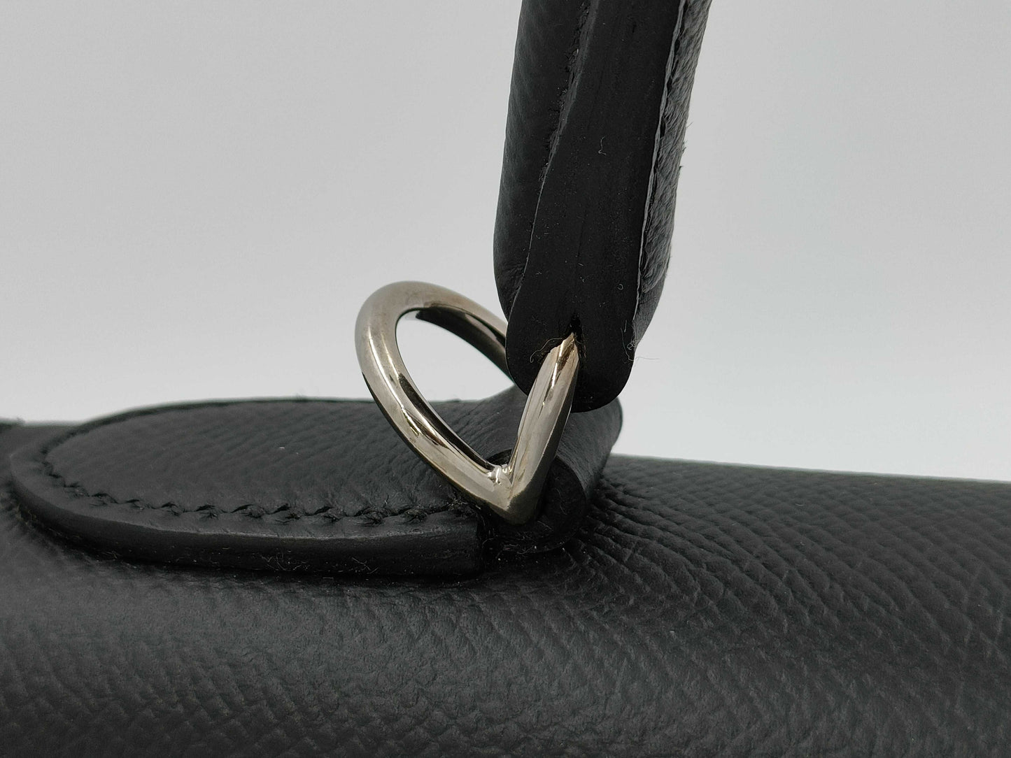 HERMES Kelly 28 Epsom Black Silver Hardware Y Stamp Handbag