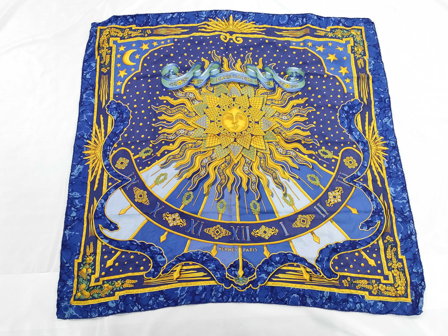 HERMES Carre Blue Scarf