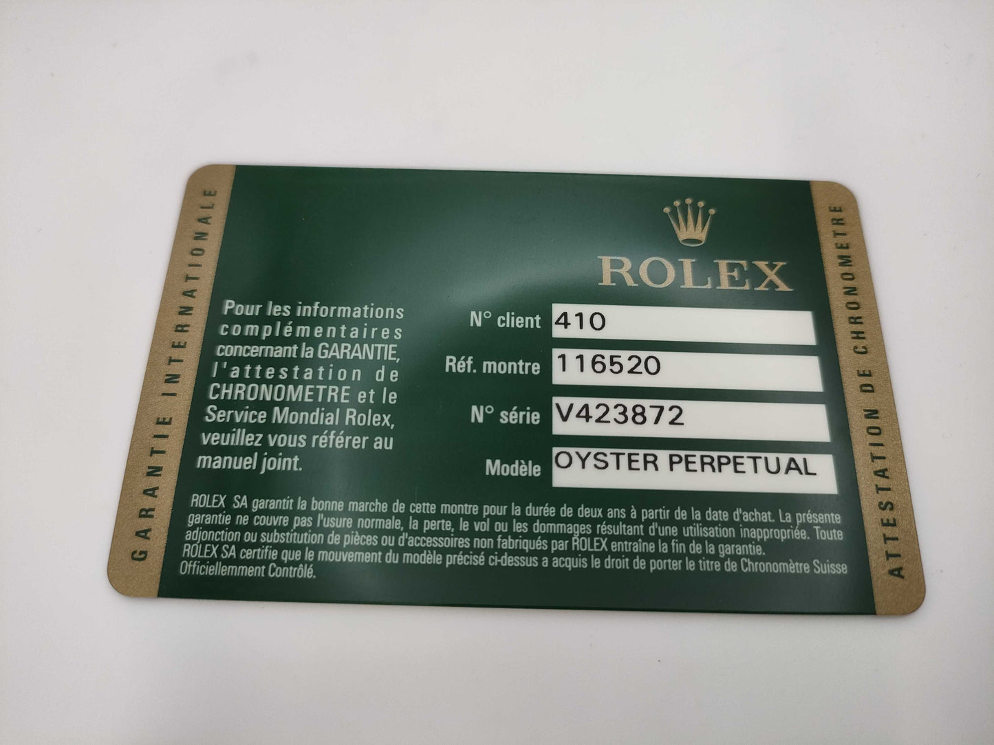 ROLEX 116520 V423872 White Men's Watch