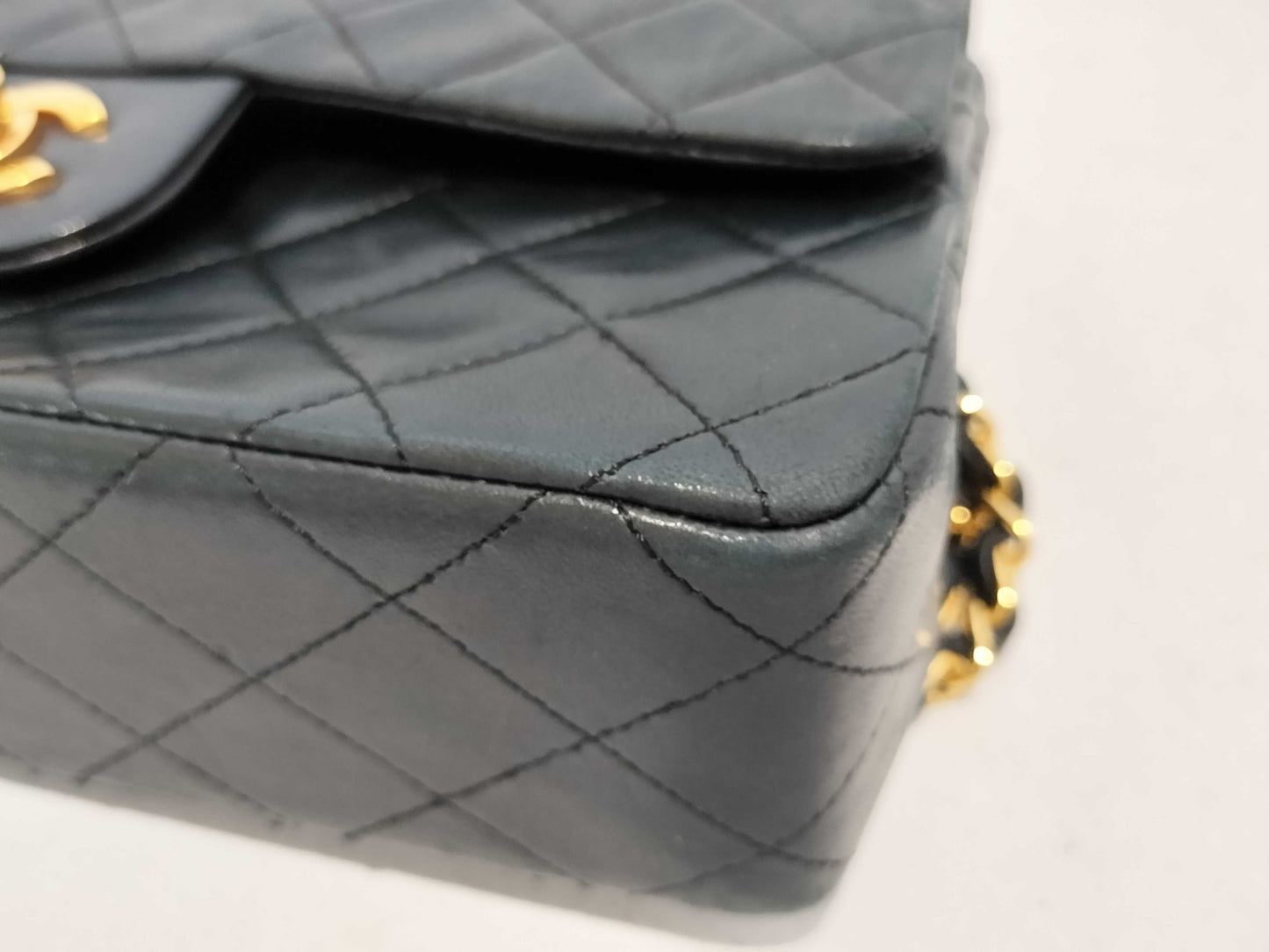 CHANEL Lambskin Double Flap Matelasse Chain Shoulder Bag