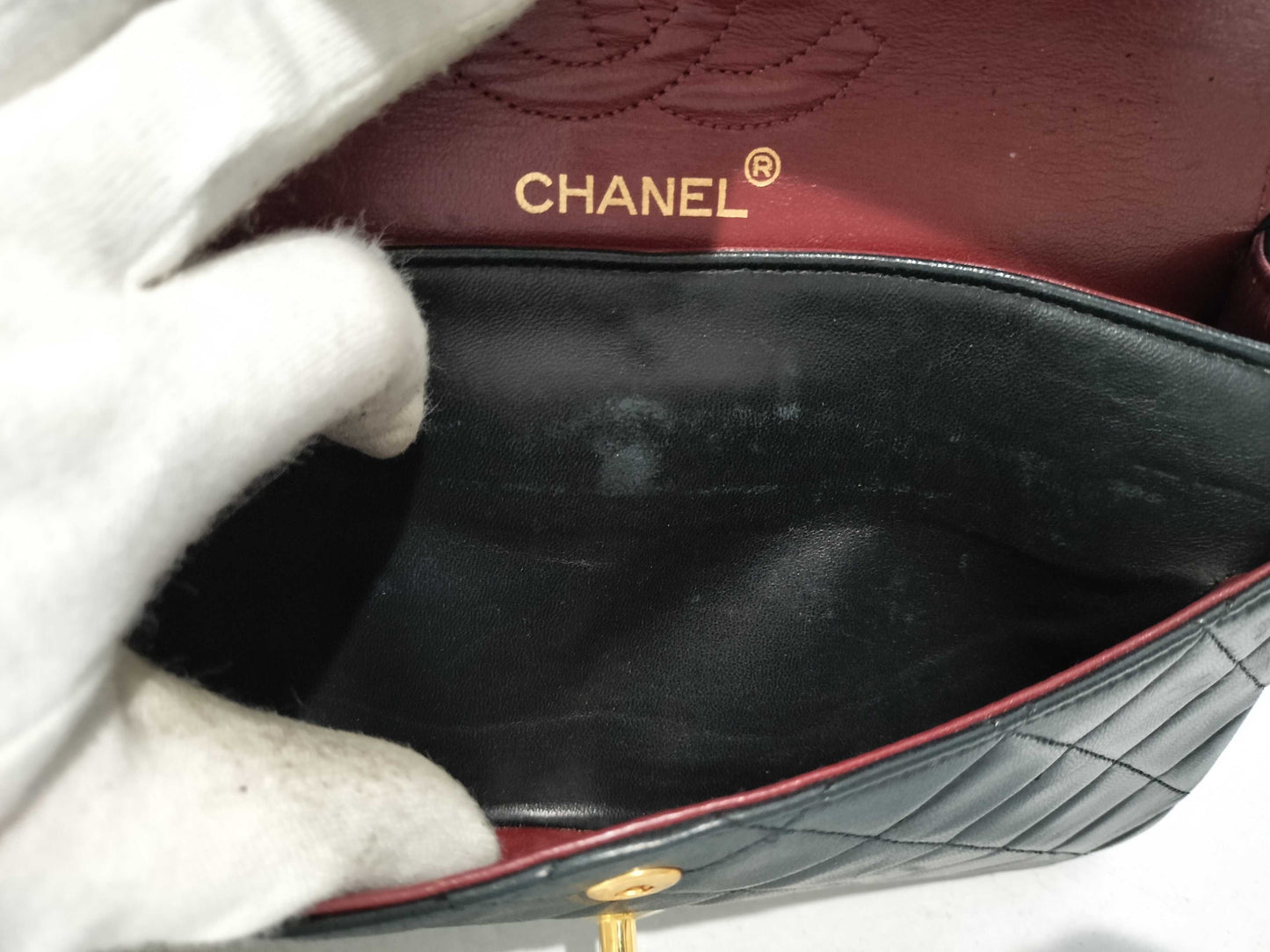 CHANEL Lambskin Double Flap Matelasse Chain Shoulder Bag