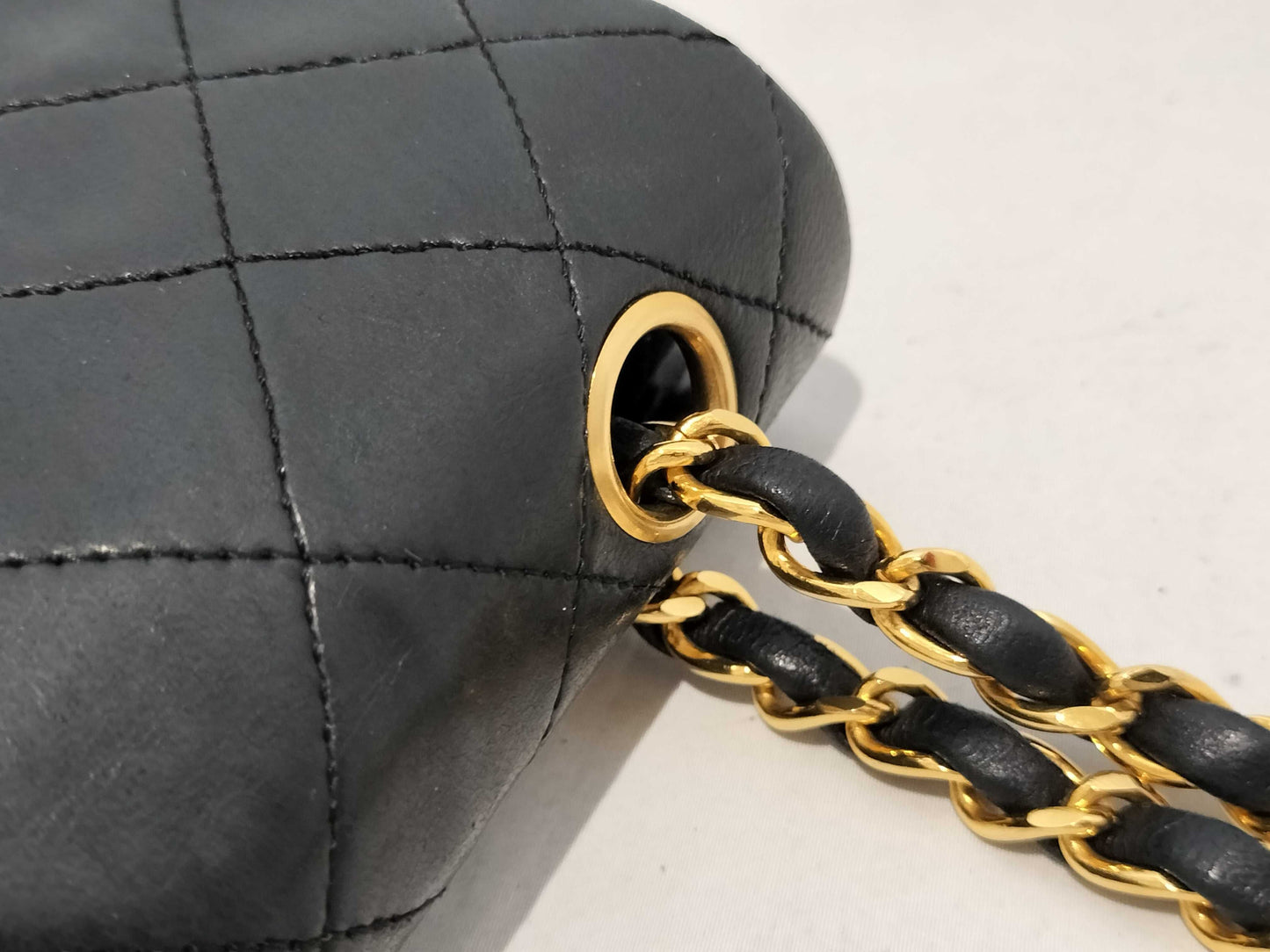 CHANEL Lambskin Double Flap Matelasse Chain Shoulder Bag