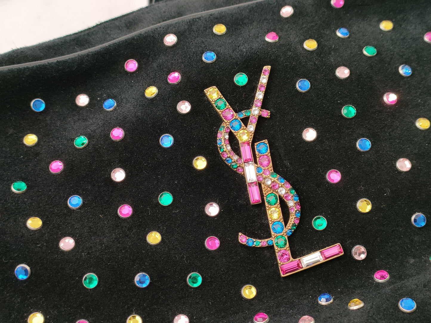 Yves Saint Laurent Suede Rhinestone Fringe Shoulder Bag