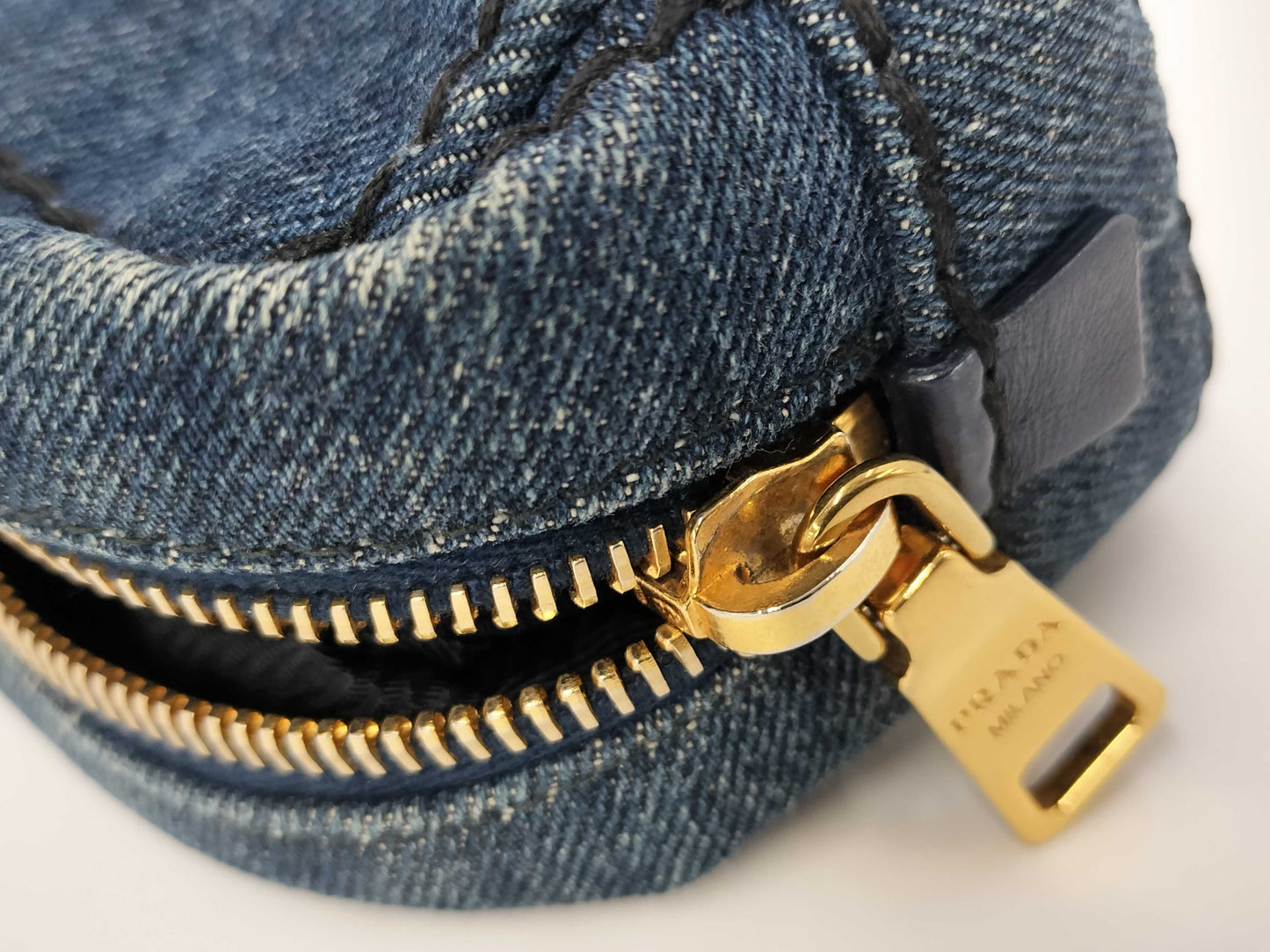 PRADA denim makeup pouch