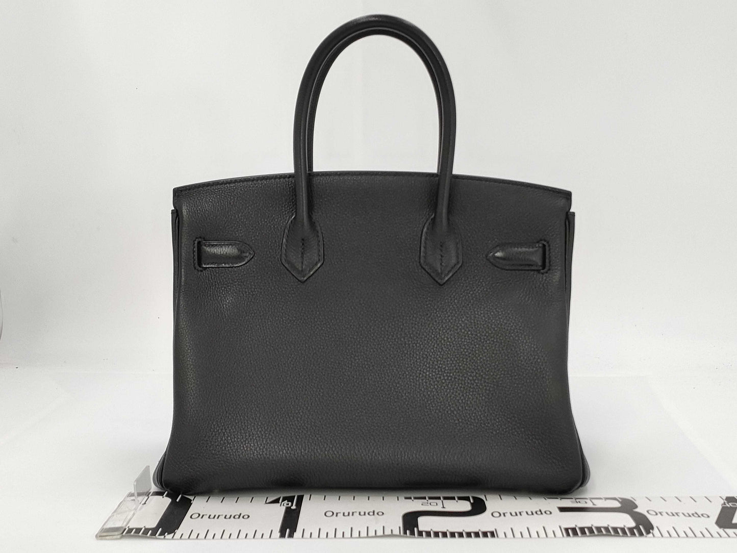 HERMES Birkin 30 Black with Silver Hardware? Q Stamped Handbag