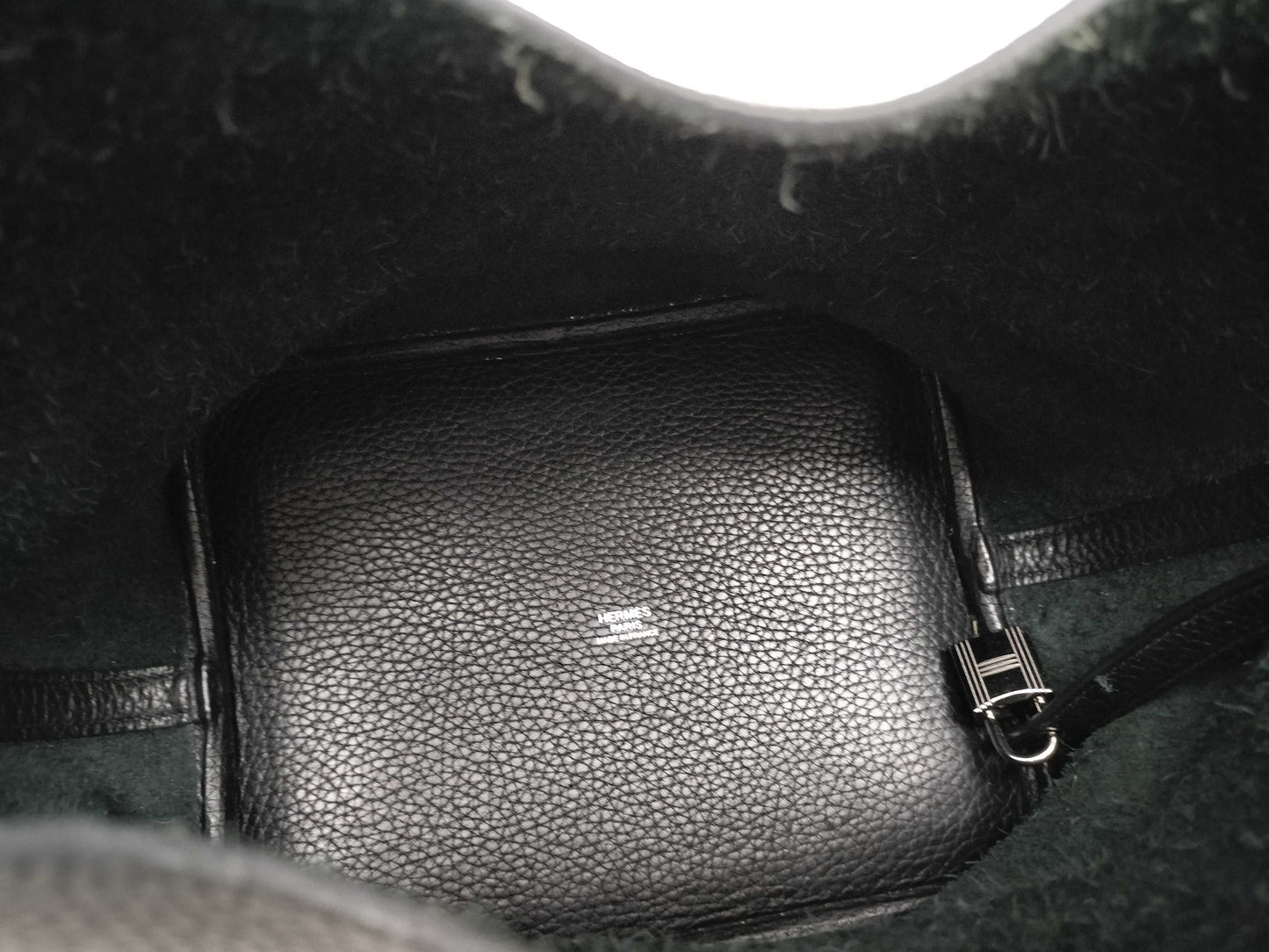HERMES Picotin Black T Stamped Handbag with Pouch