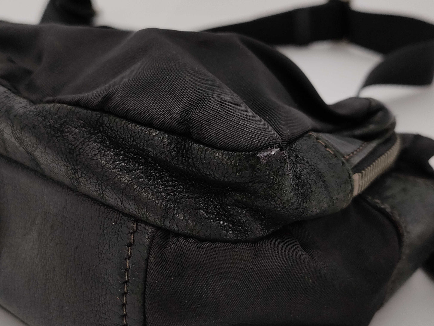 PRADA nylon and leather shoulder bag