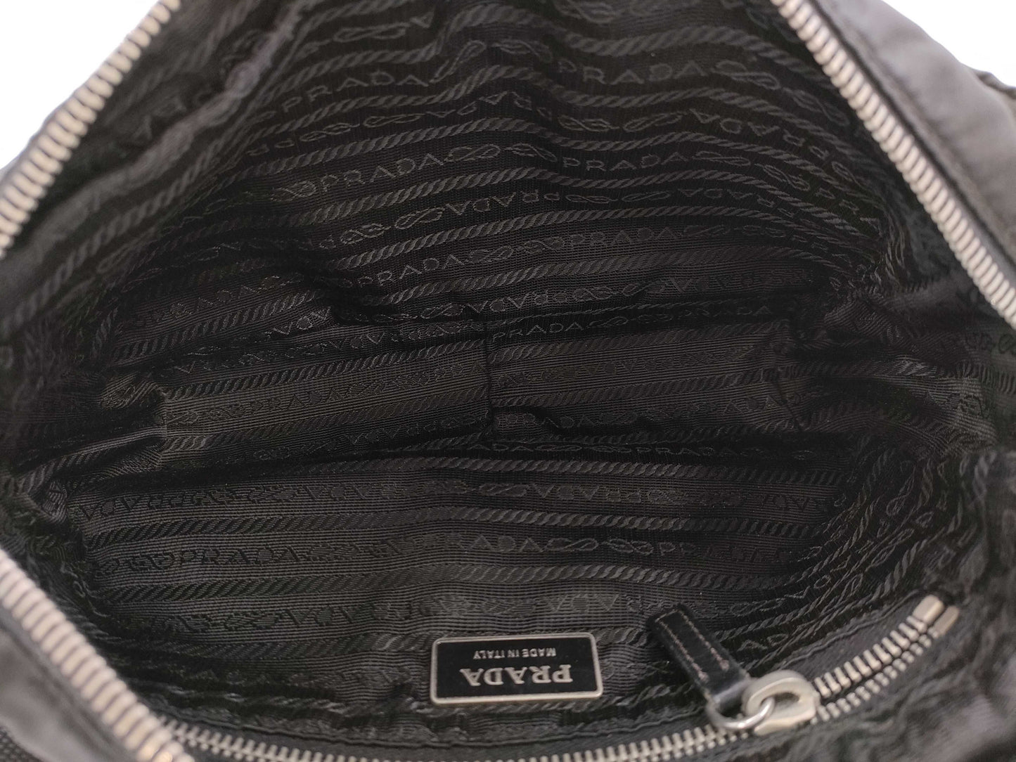 PRADA nylon and leather shoulder bag
