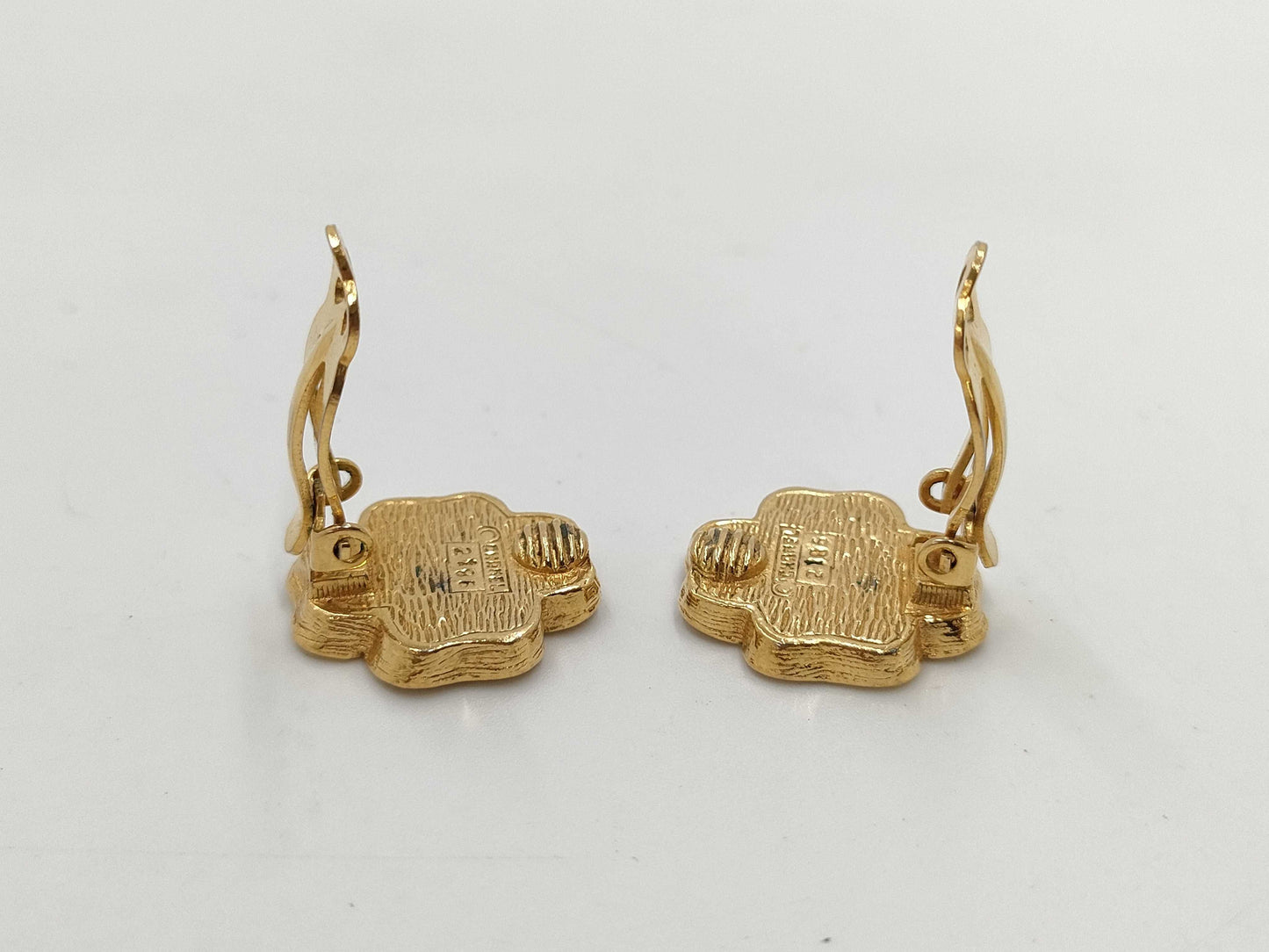 CHANEL Clover Rhinestone Earrings 2186 Earrings