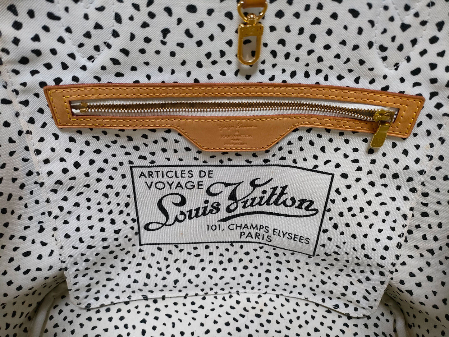 LOUIS VUITTON M40684 Monogram Neverfull Yayoi Kusama Pumpkin Dot Tote Bag