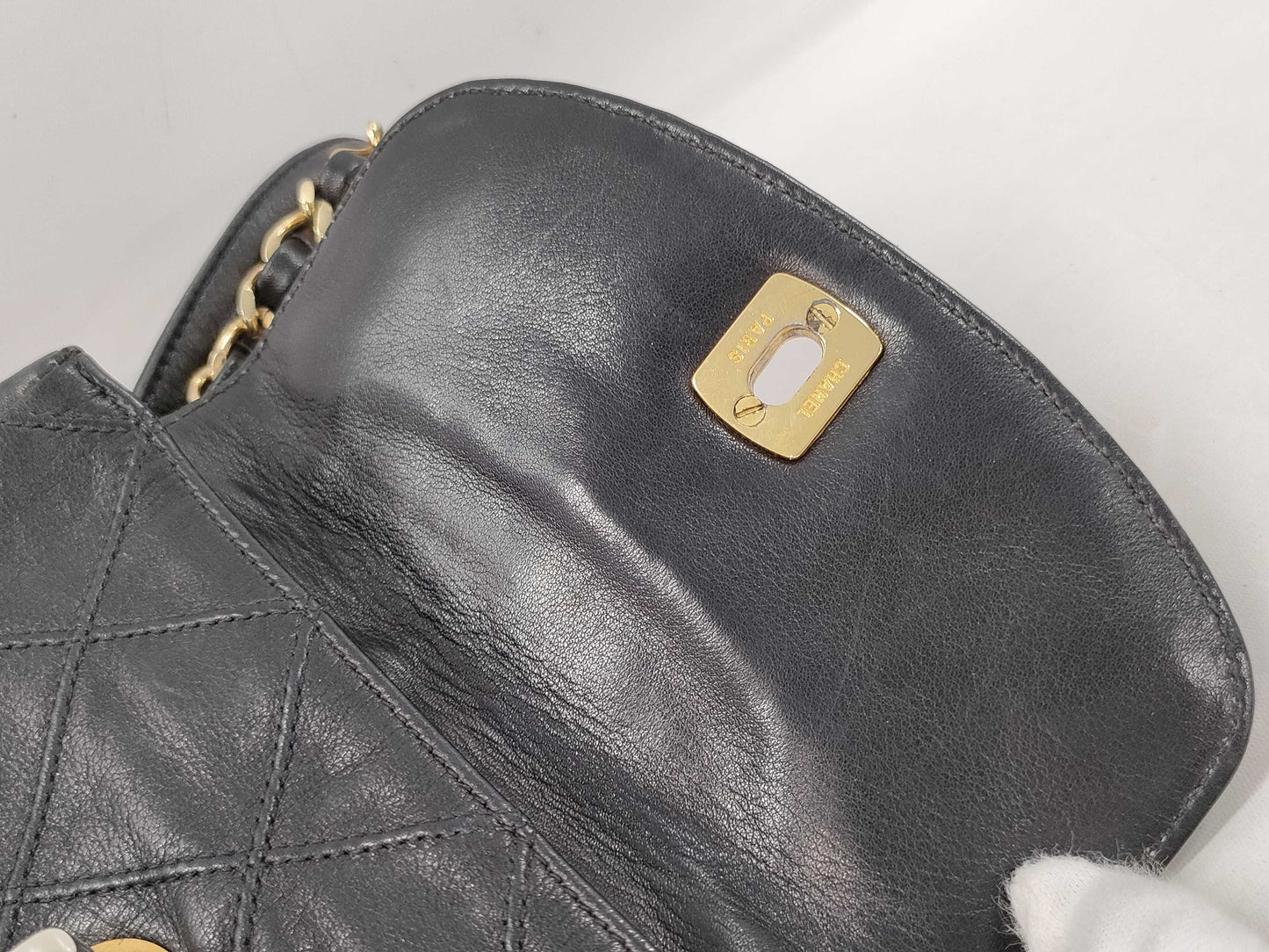 CHANEL Bicolor Lambskin Waist Pouch Shoulder Bag