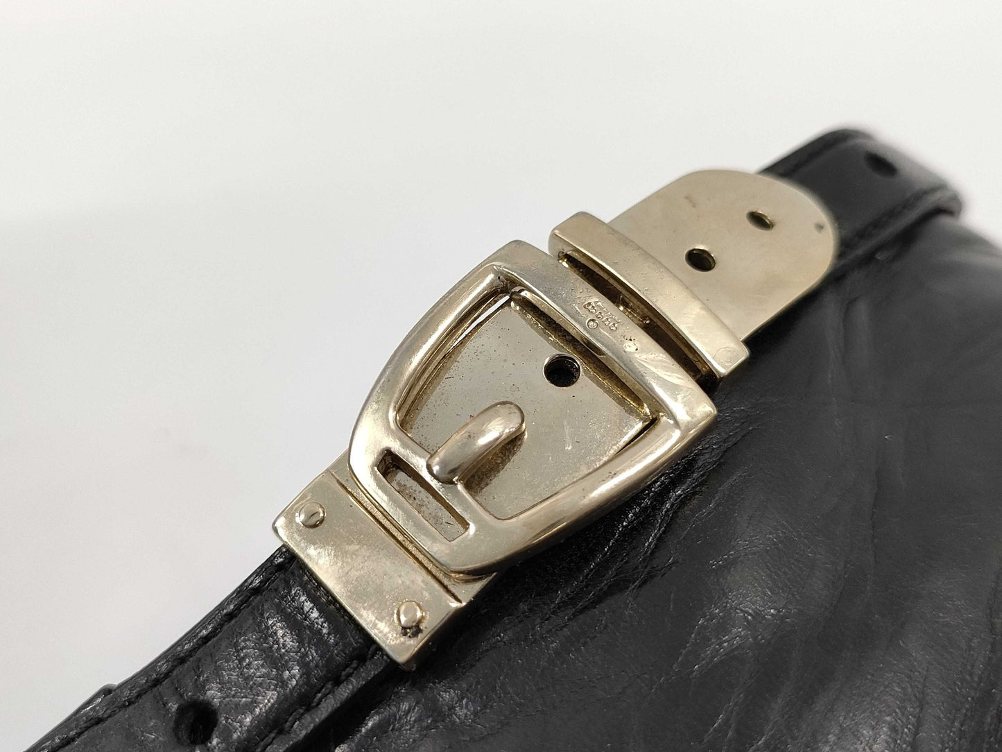 GUCCI Leather Heel Belt Motif Black Other Shoes