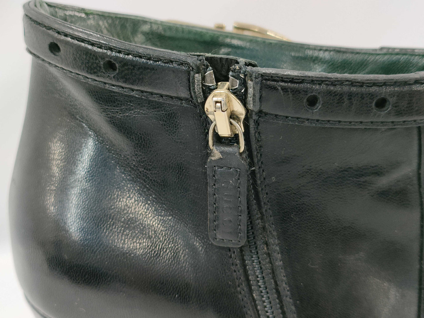 GUCCI Leather Heel Belt Motif Black Other Shoes