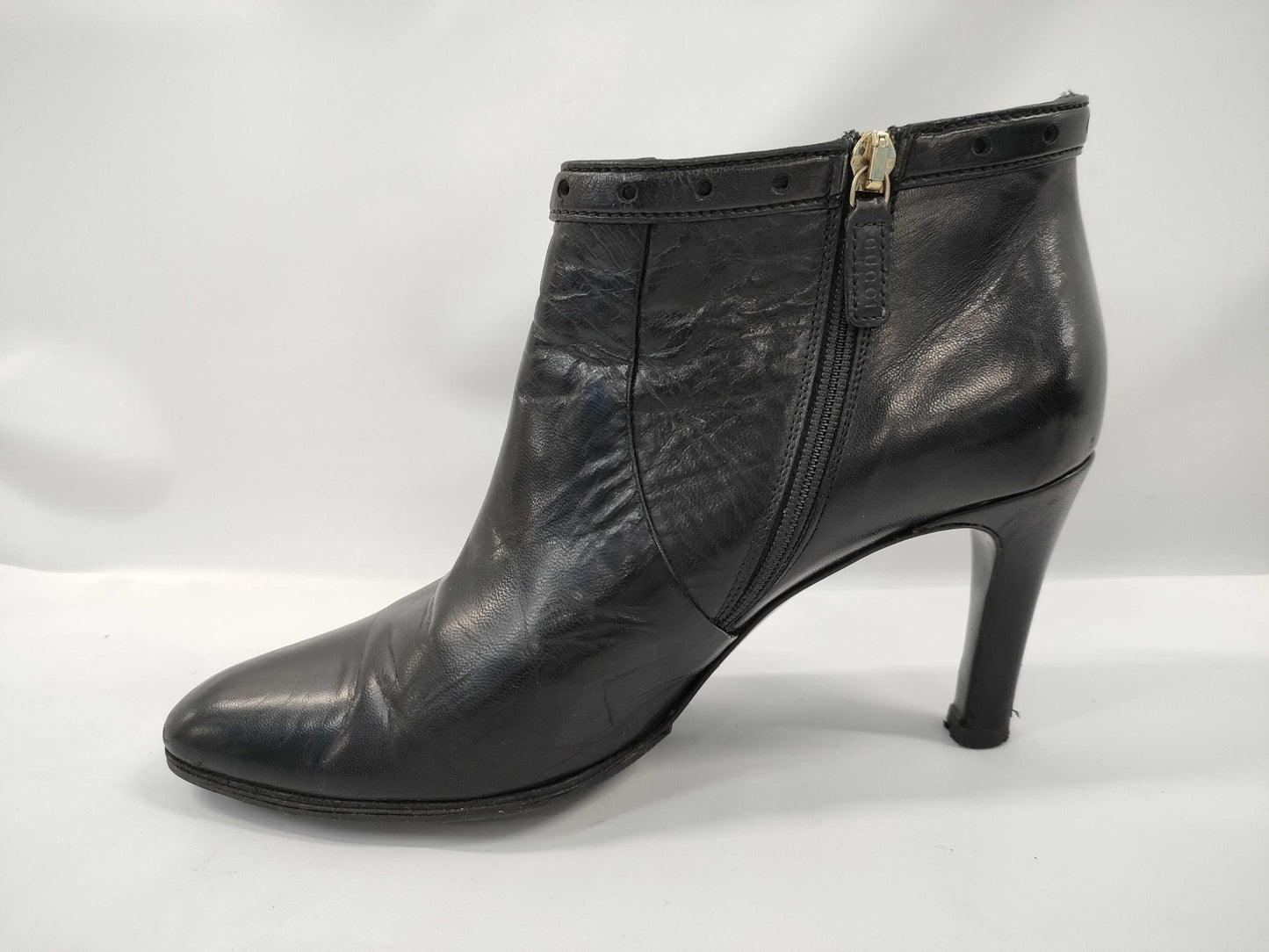 GUCCI Leather Heel Belt Motif Black Other Shoes