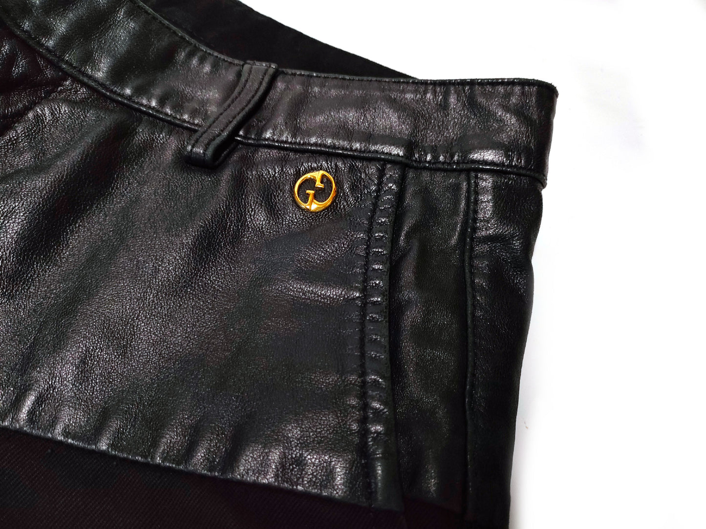 GUCCI Leather x Cotton Contrast Pants
