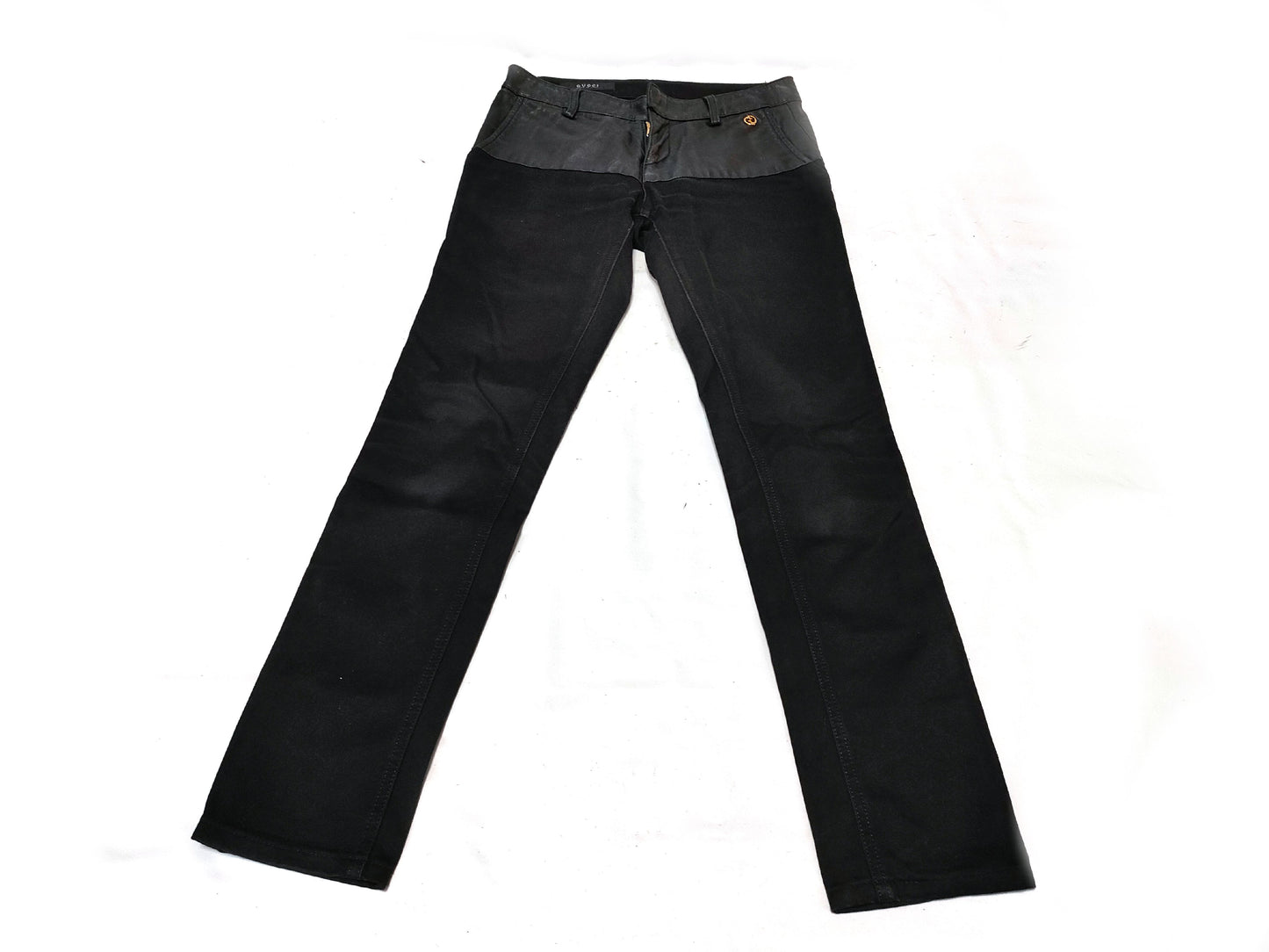 GUCCI Leather x Cotton Contrast Pants