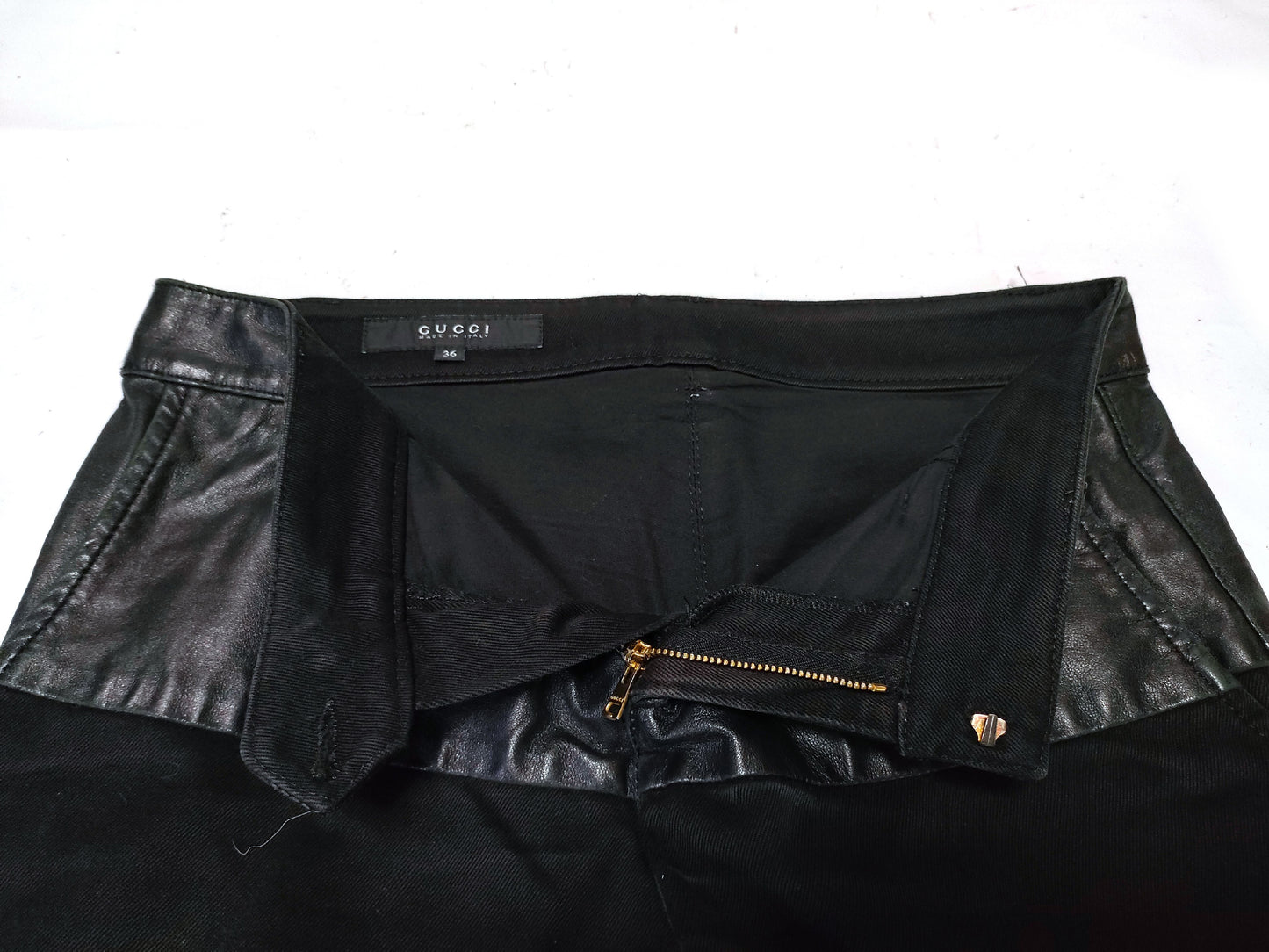 GUCCI Leather x Cotton Contrast Pants