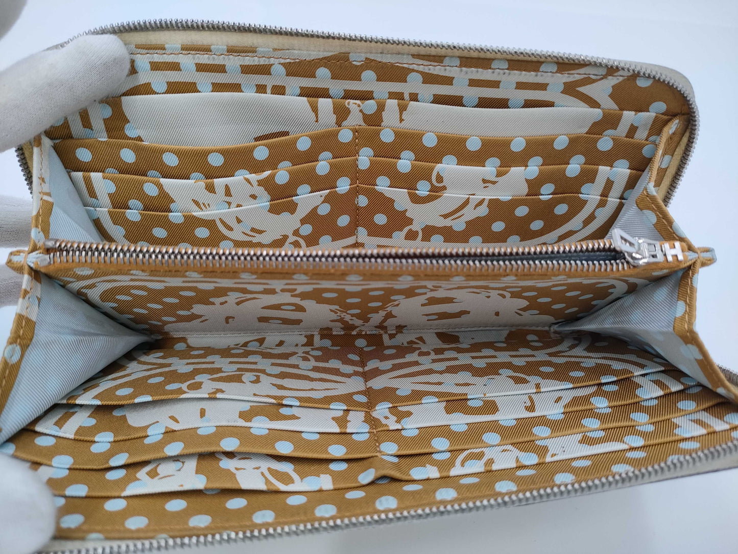 HERMES Azap Long Silk In U Stamp Silver Hardware Wallet