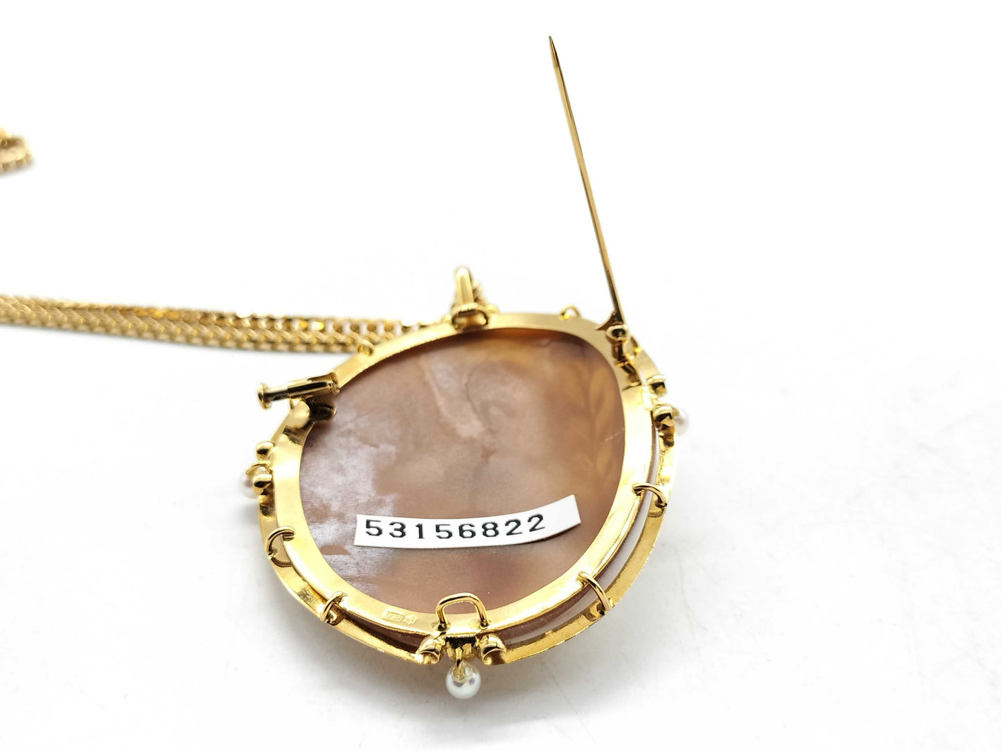 Shell cameo, pearl, diameter approx. 3.2mm-3.5mm, 18K gold, 38.6g, other small items