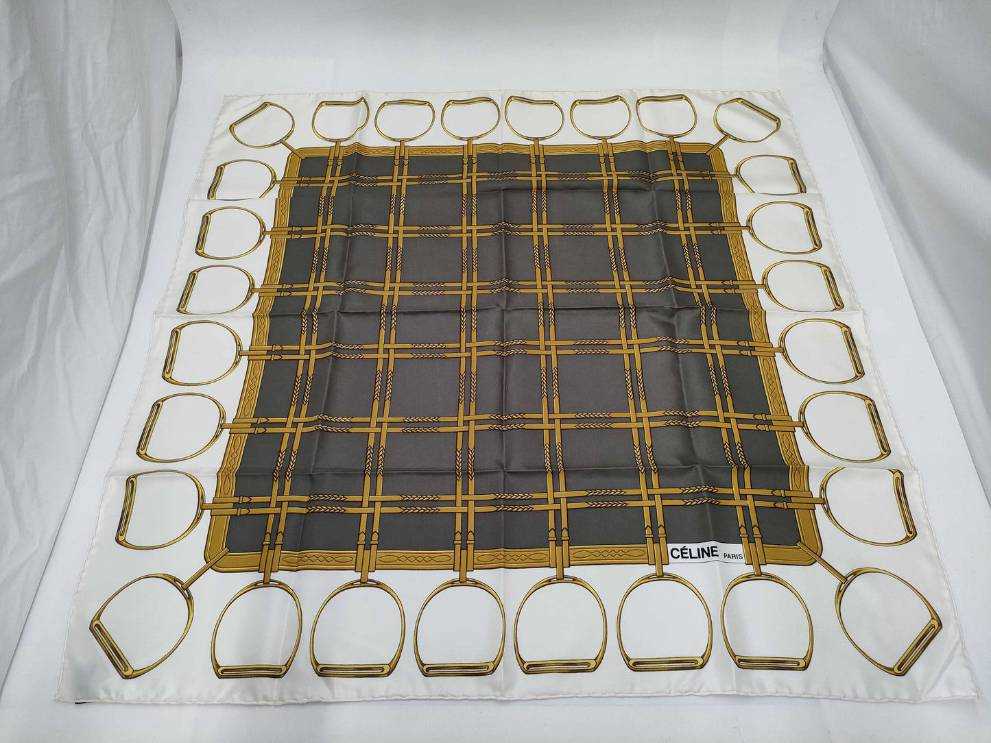 CELINE White Pattern Scarf
