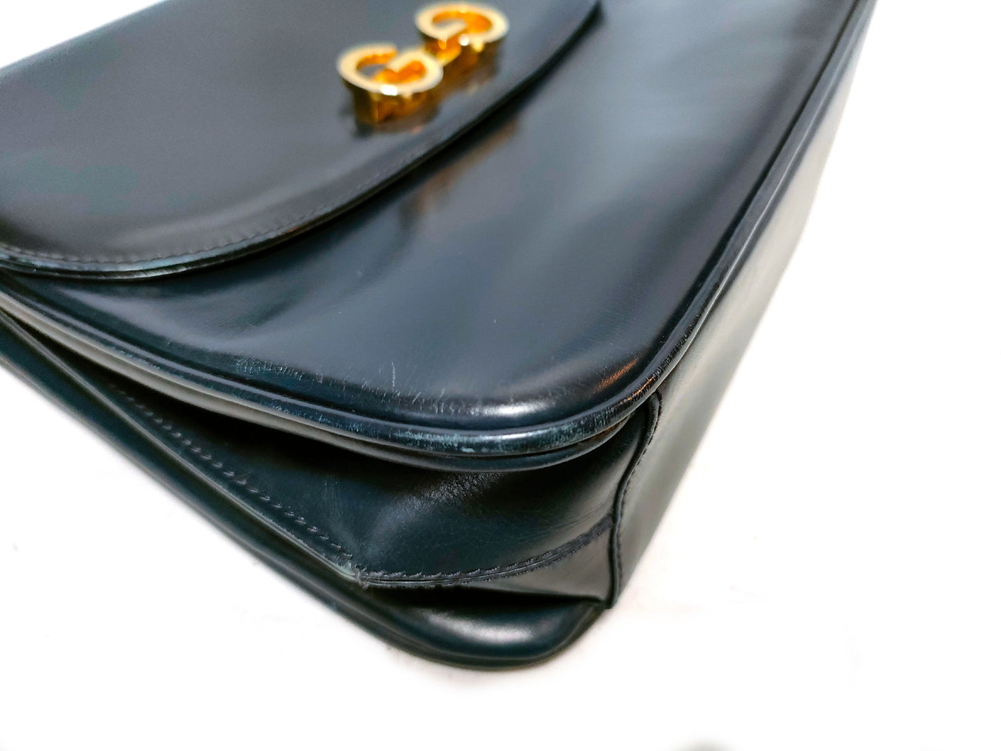 GUCCI Leather GG Metal One-Shoulder Shoulder Bag