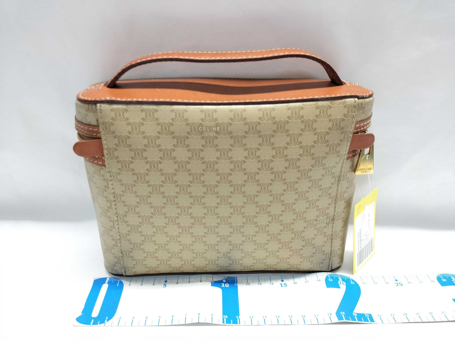 CELINE PVC Leather Macadam Pattern M95 Vanity Bag