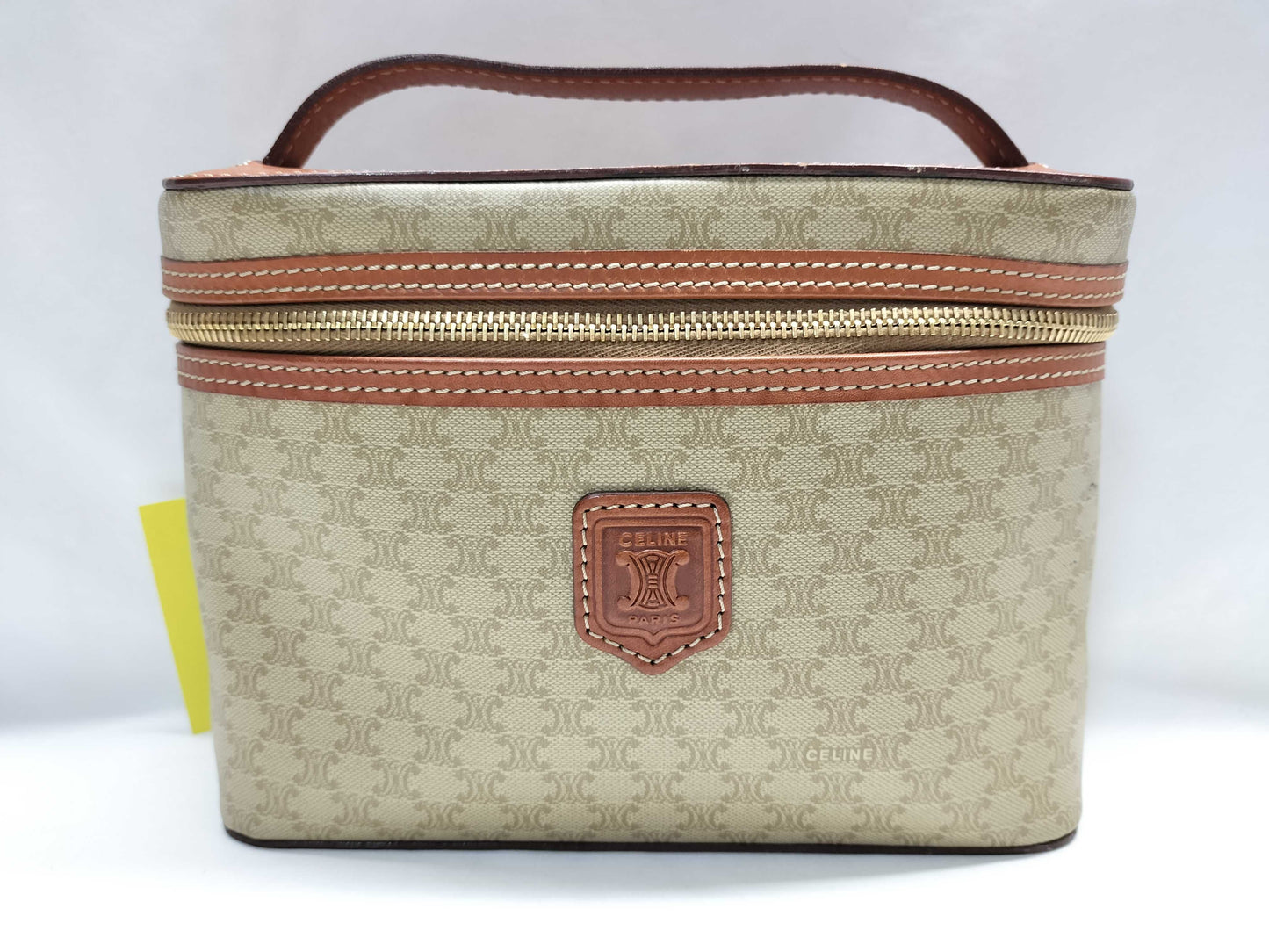 CELINE PVC Leather Macadam Pattern M95 Vanity Bag