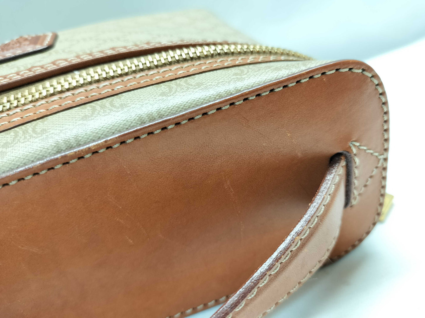 CELINE PVC Leather Macadam Pattern M95 Vanity Bag