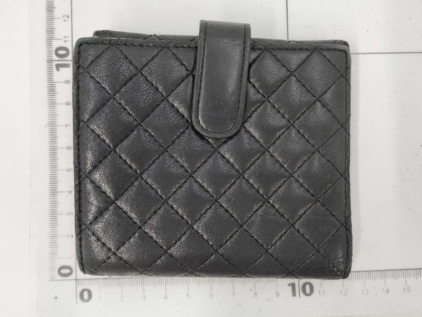 CHANEL Lamb Black Pink Folding Wallet