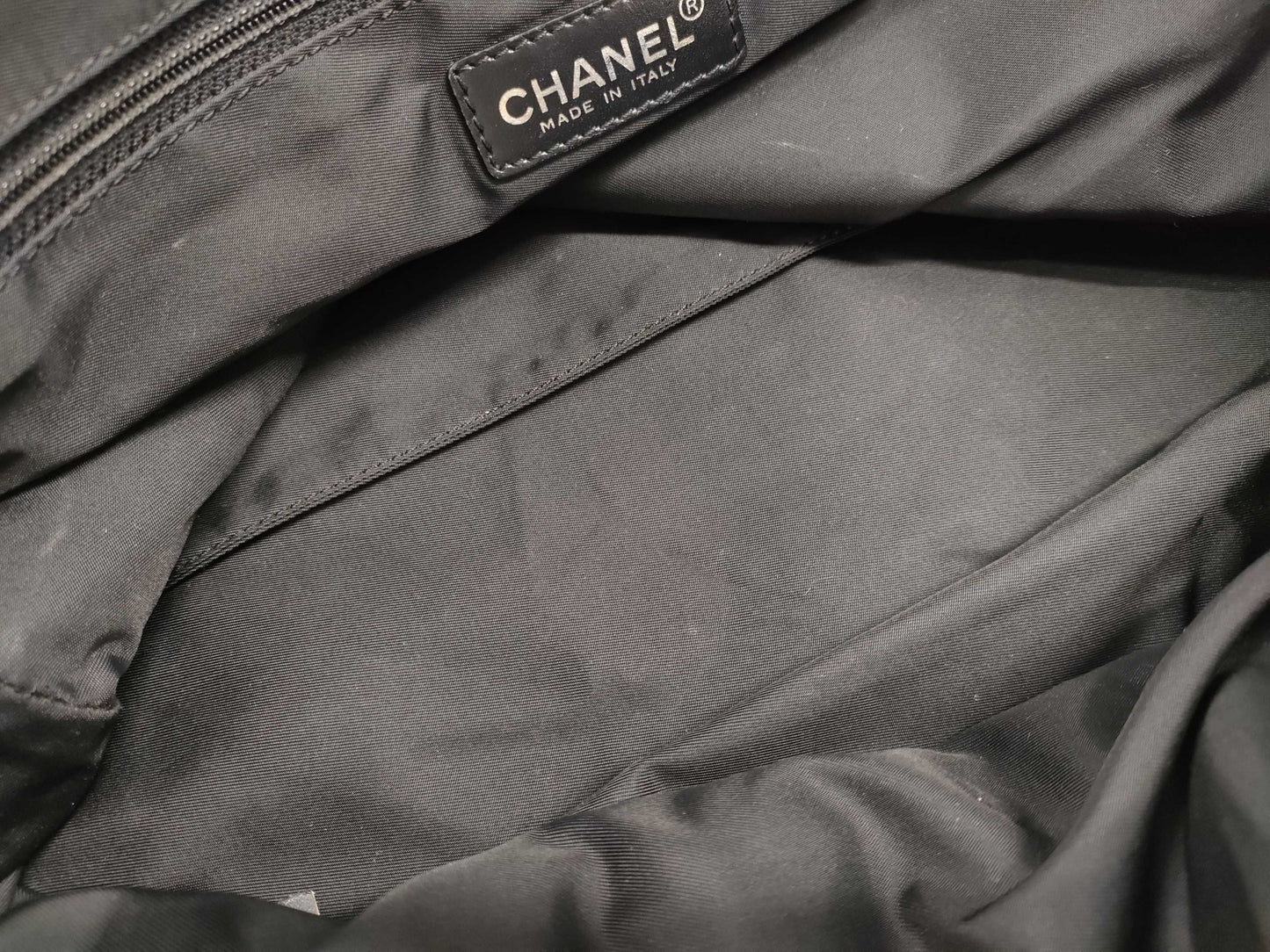 CHANEL New Travel Line MM Nylon and Leather Tote Bag Black