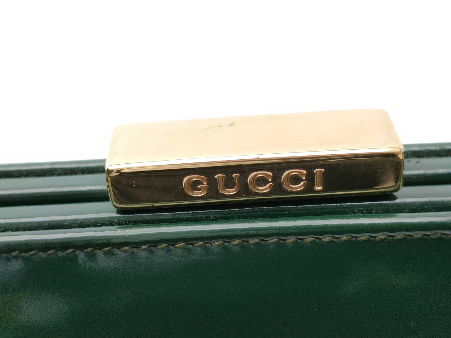 GUCCI Bamboo 000 781 0295 Enamel Handbag
