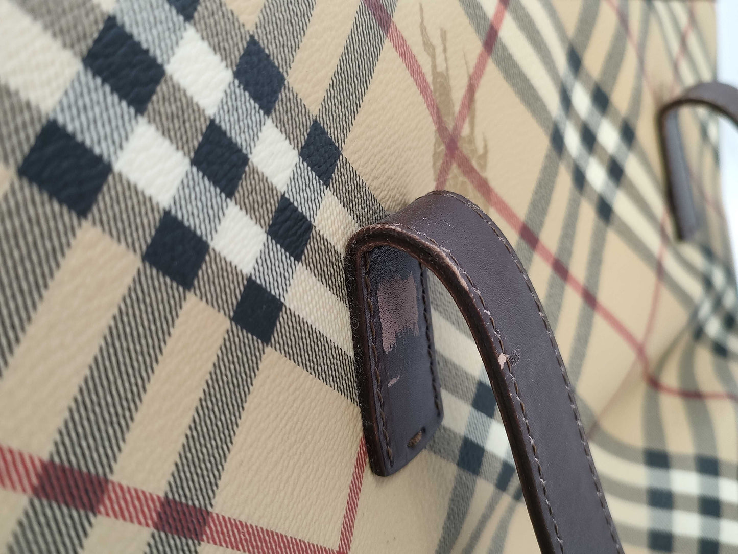 BURBERRY Nova Check Tote Bag Leather Tote Bag