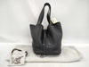 HERMES Picotin Taurillon Noir Handbag with Silver Hardware and O Stamp