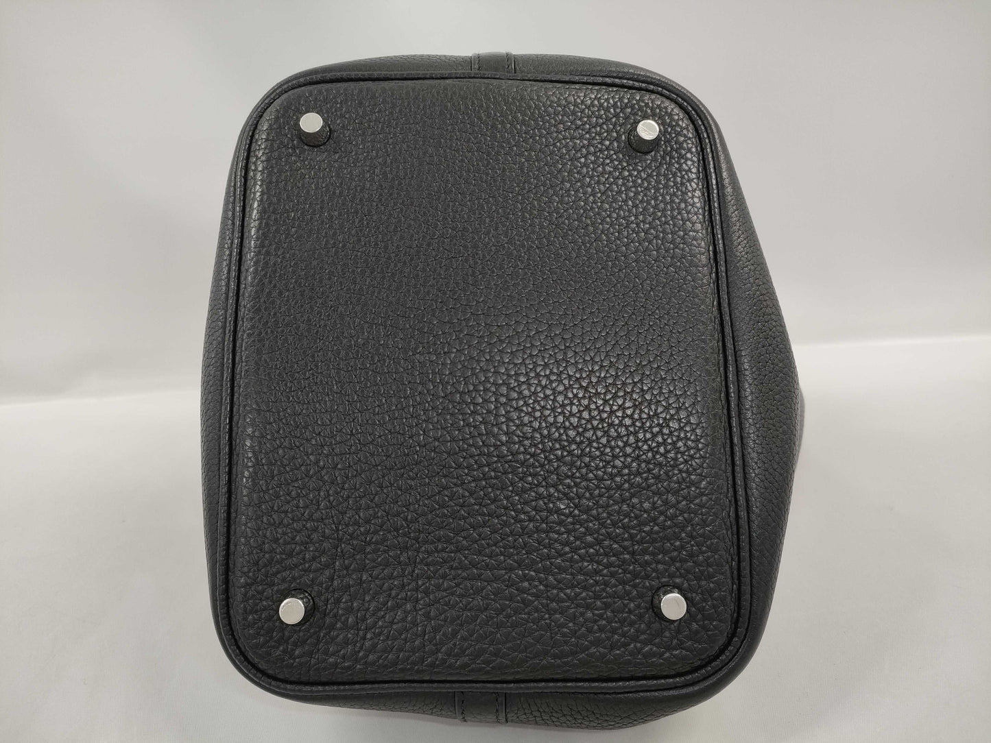 HERMES Picotin Taurillon Noir Handbag with Silver Hardware and O Stamp