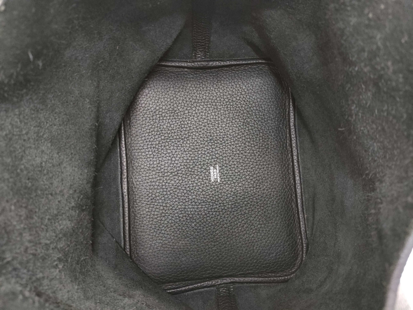 HERMES Picotin Taurillon Noir Handbag with Silver Hardware and O Stamp