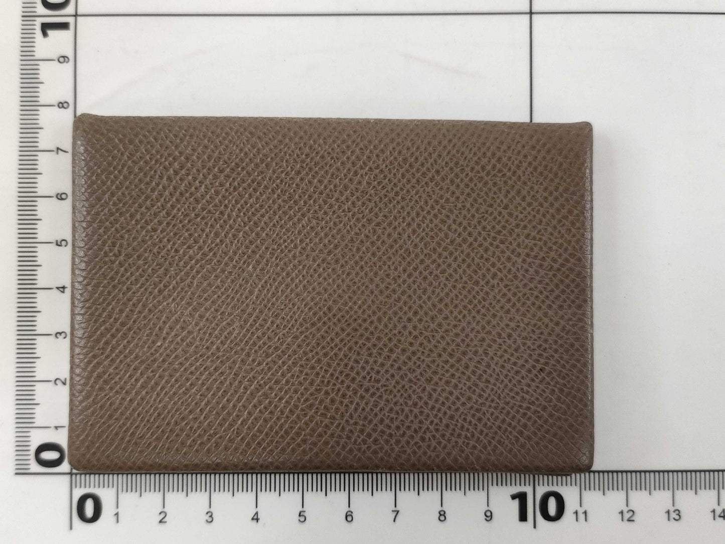 HERMES Card Case □P Engraved Etoupe Card Case, Pass Case, Business Card Case