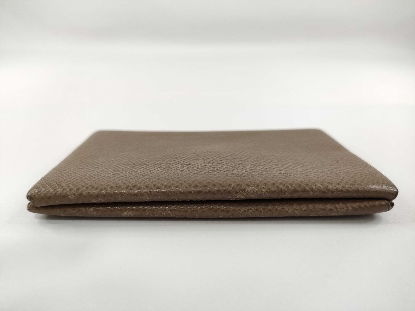 HERMES Card Case □P Engraved Etoupe Card Case, Pass Case, Business Card Case