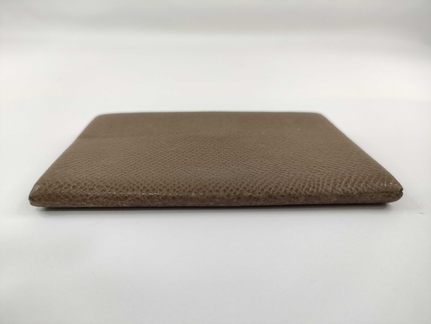 HERMES Card Case □P Engraved Etoupe Card Case, Pass Case, Business Card Case