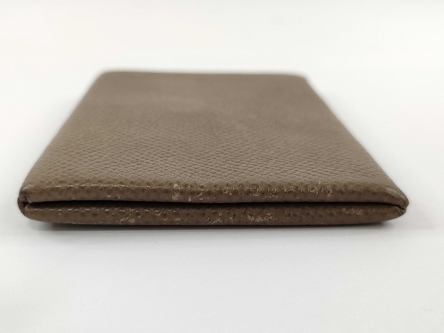 HERMES Card Case □P Engraved Etoupe Card Case, Pass Case, Business Card Case